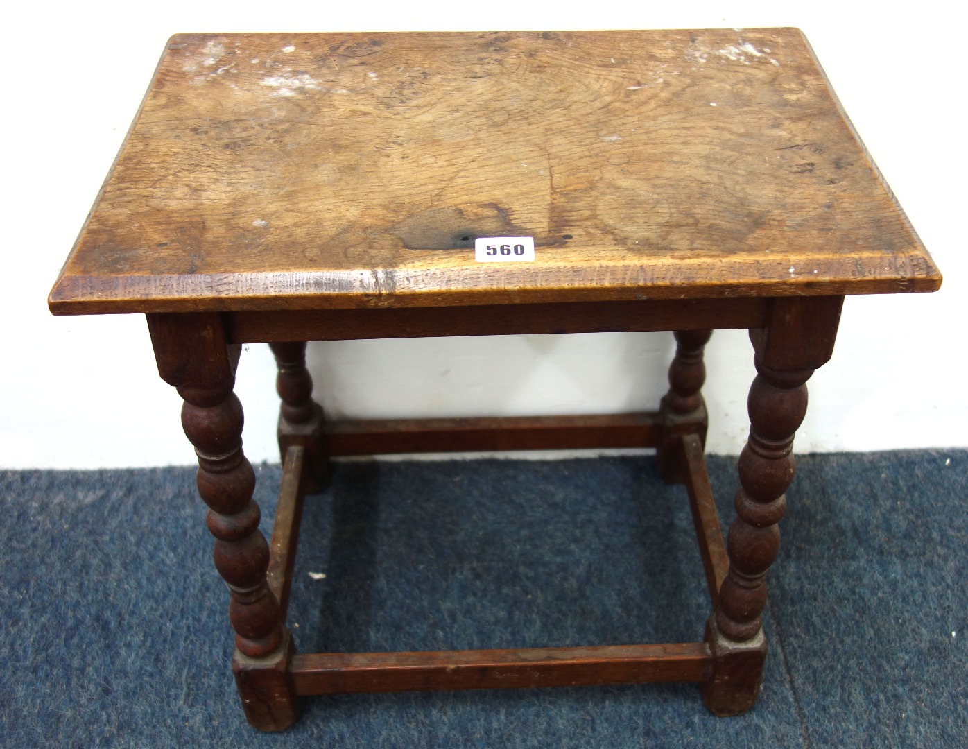 Appraisal: A late th century style oak joynt stool on bobbin