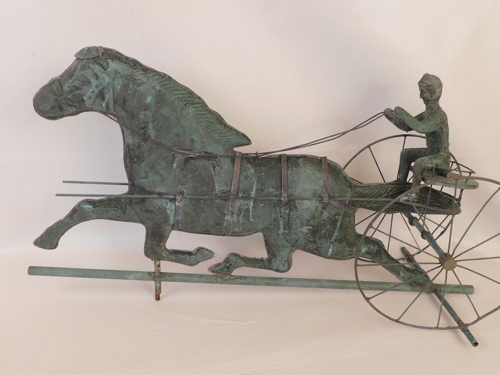 Appraisal: COPPER WEATHERVANE - HORSE SURREY Vintage verdigris copper hollow body