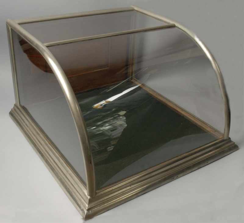 Appraisal: Glass Chrome Country Store Curved Display Case Description Rear opening