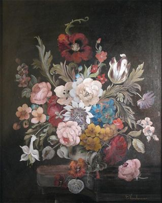 Appraisal: E Vanduren th Century Still life of flowers in a