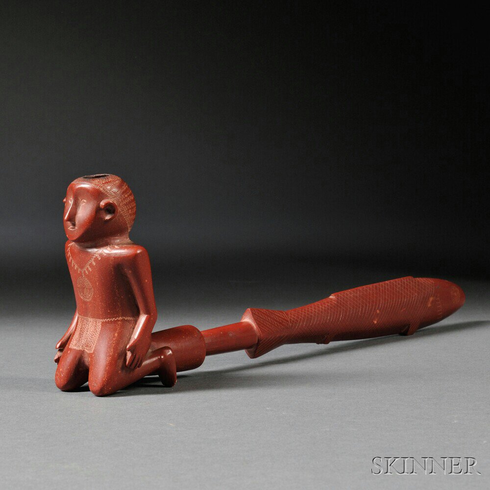 Appraisal: Sioux Catlinite Effigy Pipe c late th century bowl in