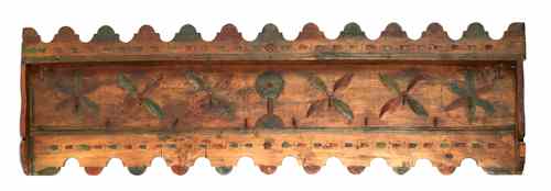 Appraisal: Scandinavian carved and painted hanging meat rack th c h