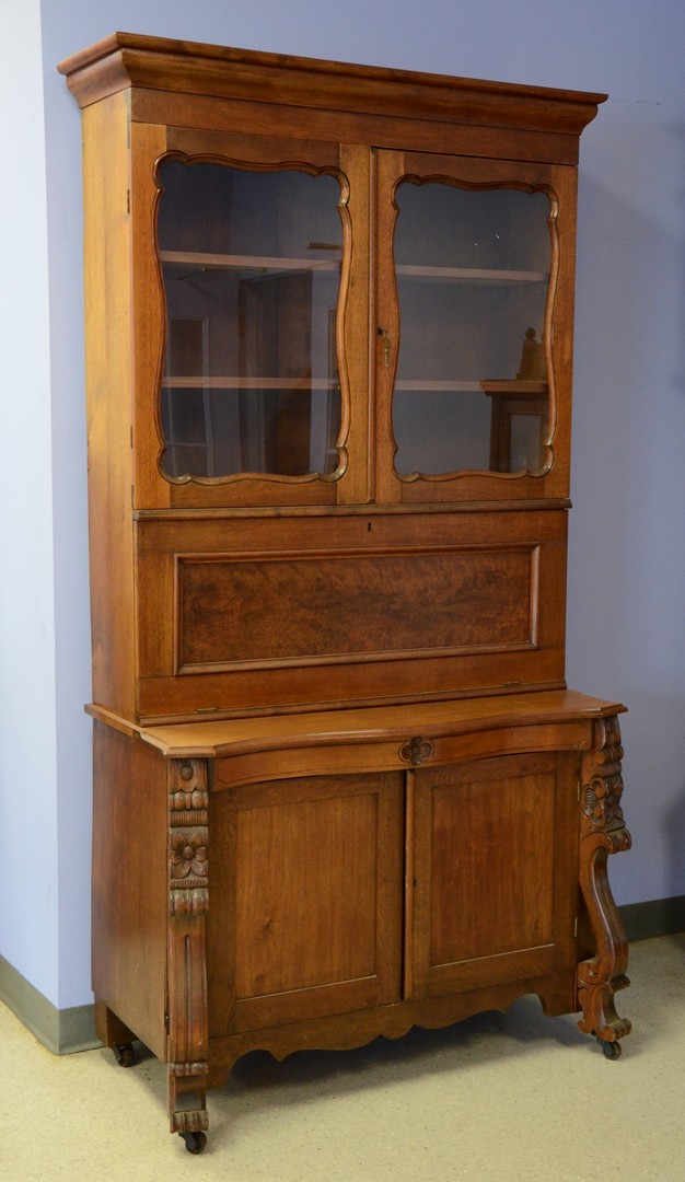 Appraisal: Walnut Victorian slant front desk with bookcase top h w