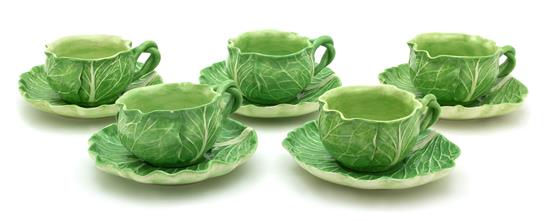 Appraisal: Sale Lot Ten Dodie Thayer Lettuce Ware Teacups and Saucers