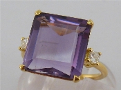 Appraisal: An carat gold amethyst and diamond dress ring the square