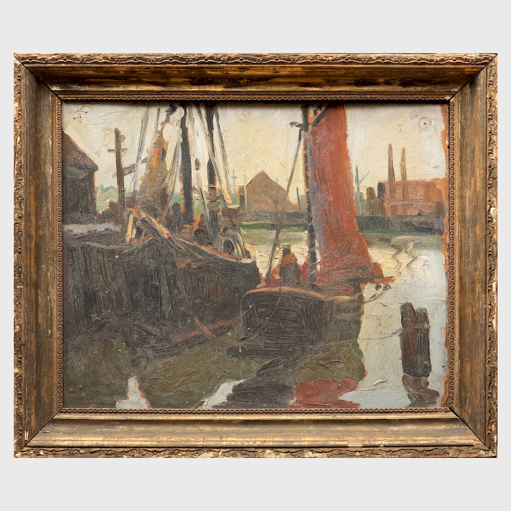 Appraisal: William Thon - Harborside Oil on paperboard signed 'William Thon'