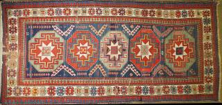 Appraisal: late th c tribal Kazak medallion main carpet ' x