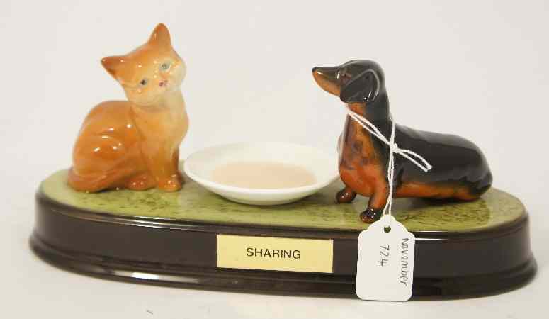 Appraisal: Beswick Dachshund and Kitten on oval ceramic base entitled Sharing