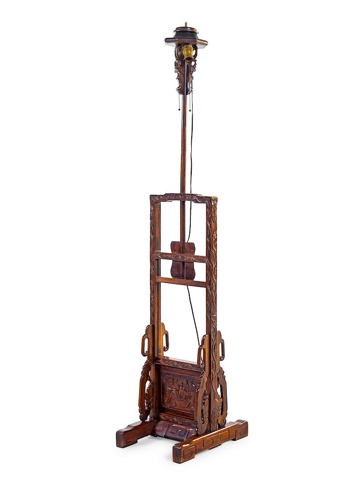 Appraisal: A Hardwood Adjustable Lantern Stand Dengtai Height x width x