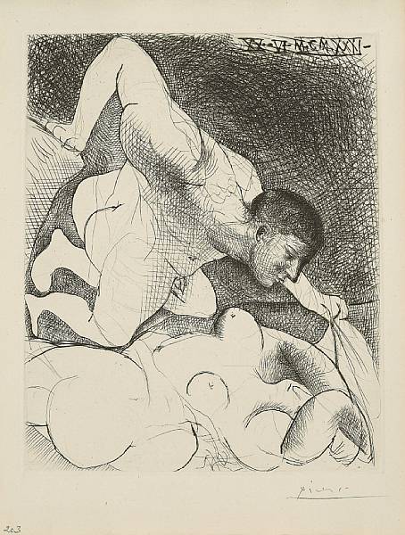 Appraisal: Pablo Picasso Spanish - Homme d voilant une Femme pl