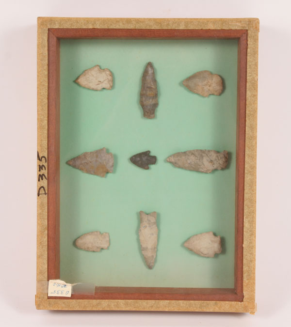 Appraisal: Two frames D nine arrowheads from FL D nine arrowheads