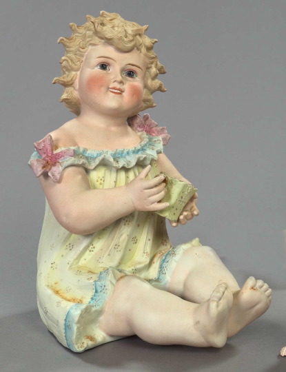 Appraisal: Large German Polychromed Biscuit Porcelain Piano Figure fourth quarter th