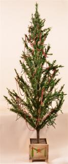 Appraisal: Vintage German Feather Christmas Tree Wood stencil decorated base red