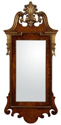 Appraisal: Chippendale style parcel gilt mirror burlwood and parcel gilt broken