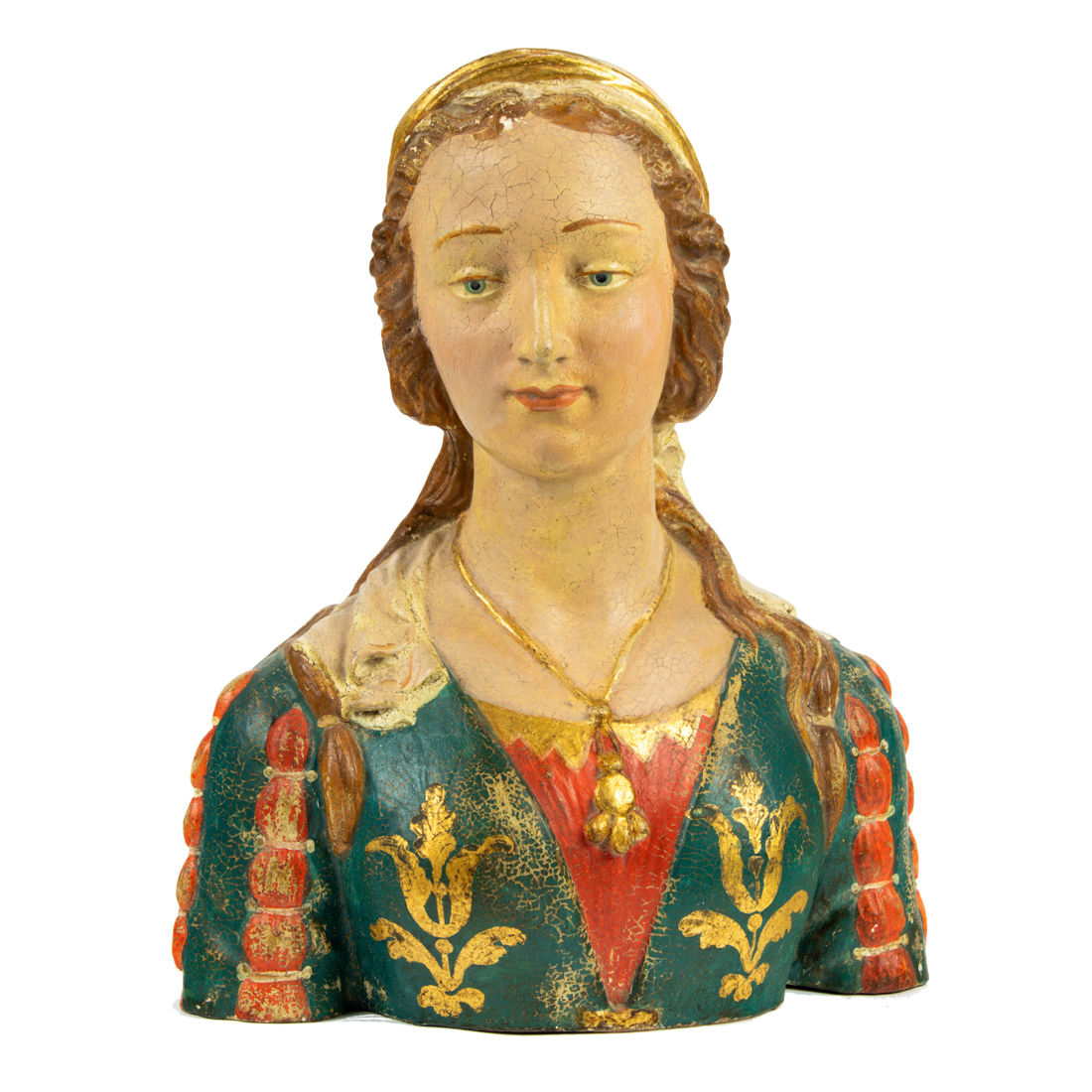 Appraisal: AN ITALIAN RENAISSANCE STYLE PAINTED TERRACOTTA BUST OF A WOMAN