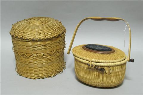 Appraisal: TWO NATIVE AMERICAN WOVEN BASKETS The lot comprising a Brink