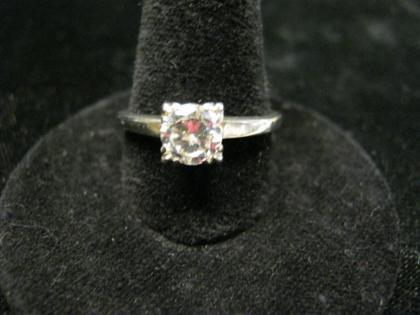 Appraisal: Diamond engagement ringApproximately one carat round cut diamond solitaire