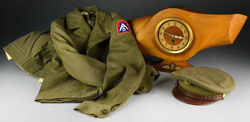 Appraisal: WWII Field Uniform with Hat and RAF ClockAuthentic uniform in