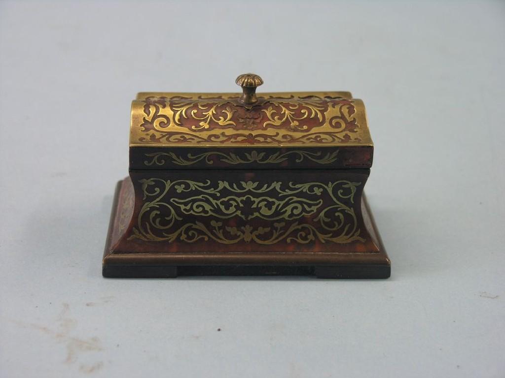 Appraisal: A th century French Boulle stamp box brass inlaid against