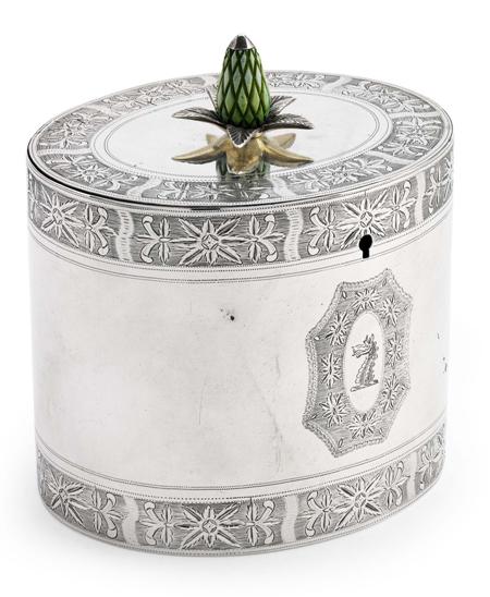 Appraisal: A George III silver tea caddy Hester Bateman London -