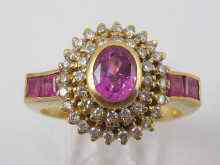 Appraisal: A fine ruby and diamond ring set in yellow metal