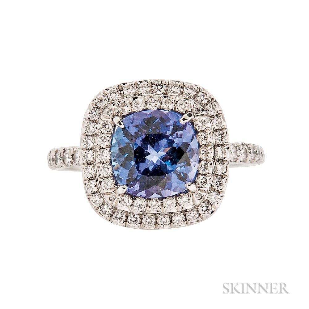 Appraisal: Platinum Tanzanite and Diamond Soleste Ring Tiffany Co Platinum Tanzanite