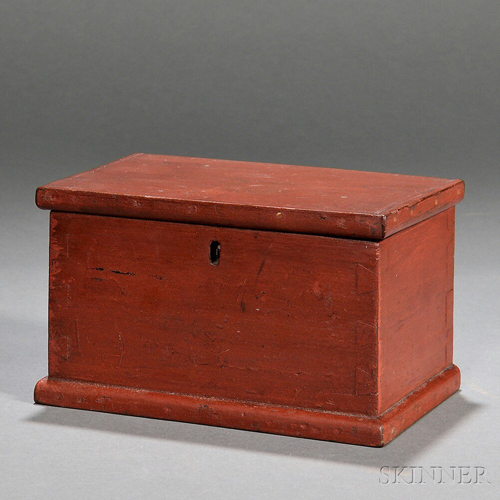 Appraisal: Miniature Red-painted Poplar Six-board Chest possibly Pennsylvania early th century