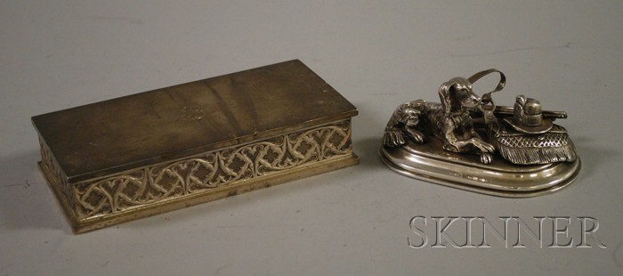 Appraisal: Sterling Silver Tiffany Box and Figural Hunting Group approx troy