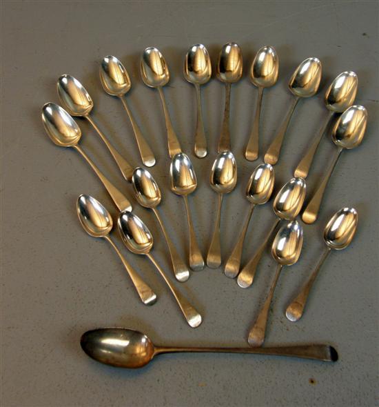 Appraisal: Matched George III silver Old English pattern spoons comprising dessert