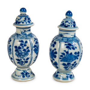 Appraisal: A Pair of Chinese Miniature Blue and White Porcelain Ginger