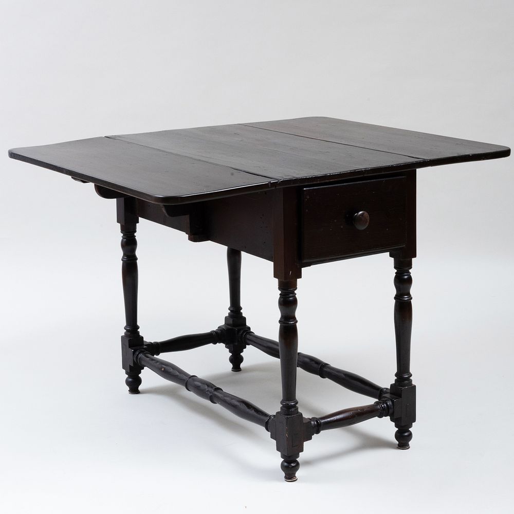 Appraisal: English Black Painted Pine Drop-Leaf Table x x in closed