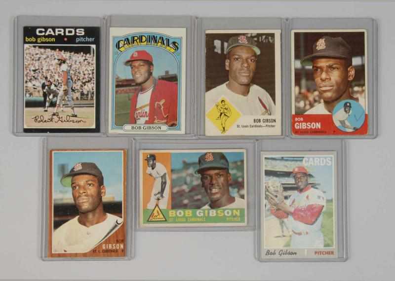 Appraisal: Lot of Bob Gibson Baseball Cards Description Includes and Topps