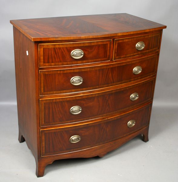 Appraisal: th Century fine Federal flame mahogany -over- drawer chest h