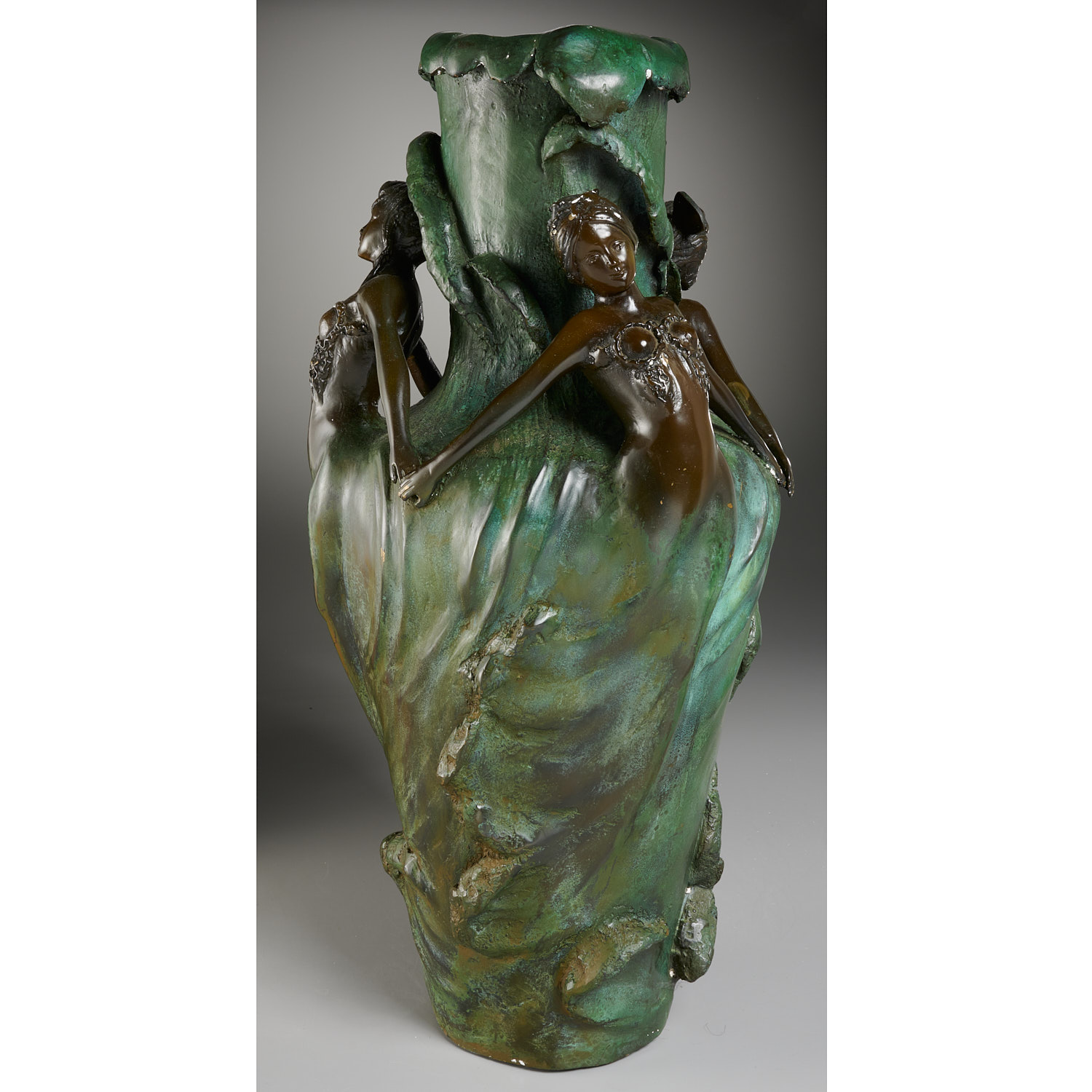 Appraisal: LOUIS CHALON AFTER BRONZE FLOOR VASE After Louis Chalon French