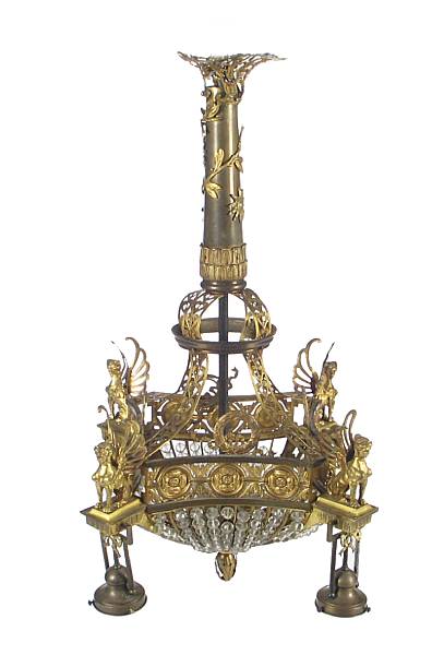 Appraisal: A Neoclassical style gilt-metal and cut glass chandelier height in