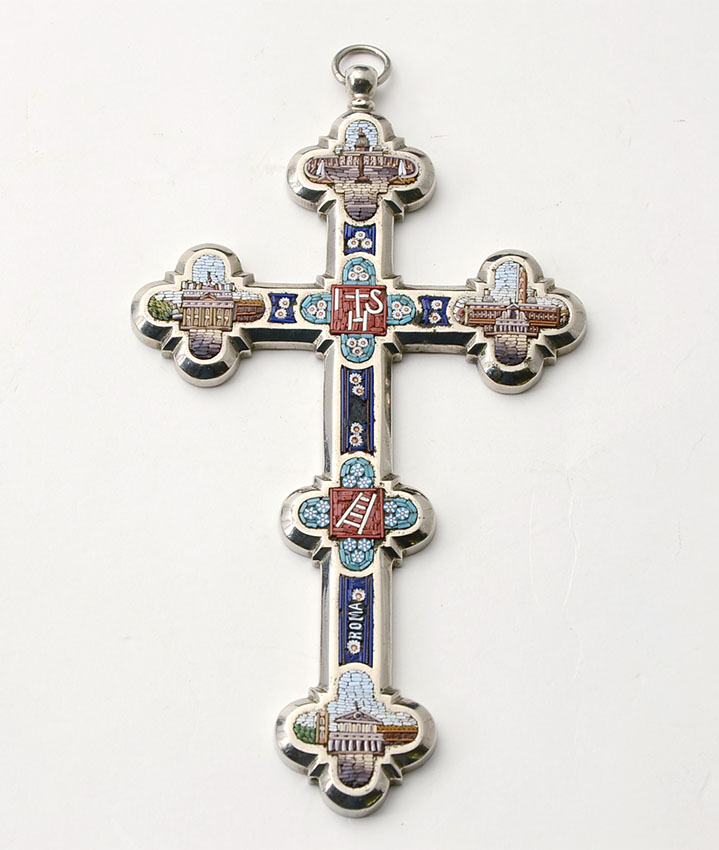 Appraisal: MICRO MOSAIC PENDANT CROSS ITALIAN EARLY 'S The cross is