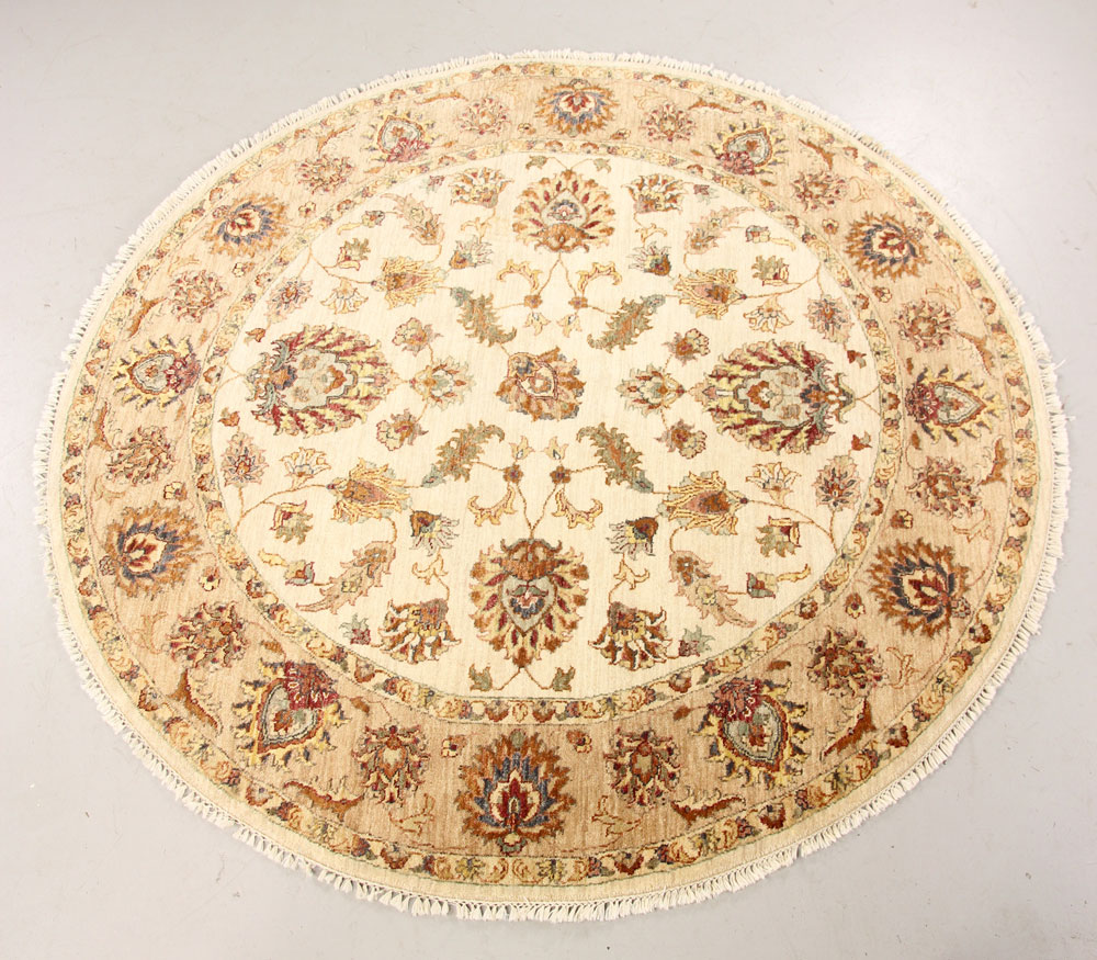 Appraisal: - Beige Contemporary Rug Circular contemporary rug beige with paisley