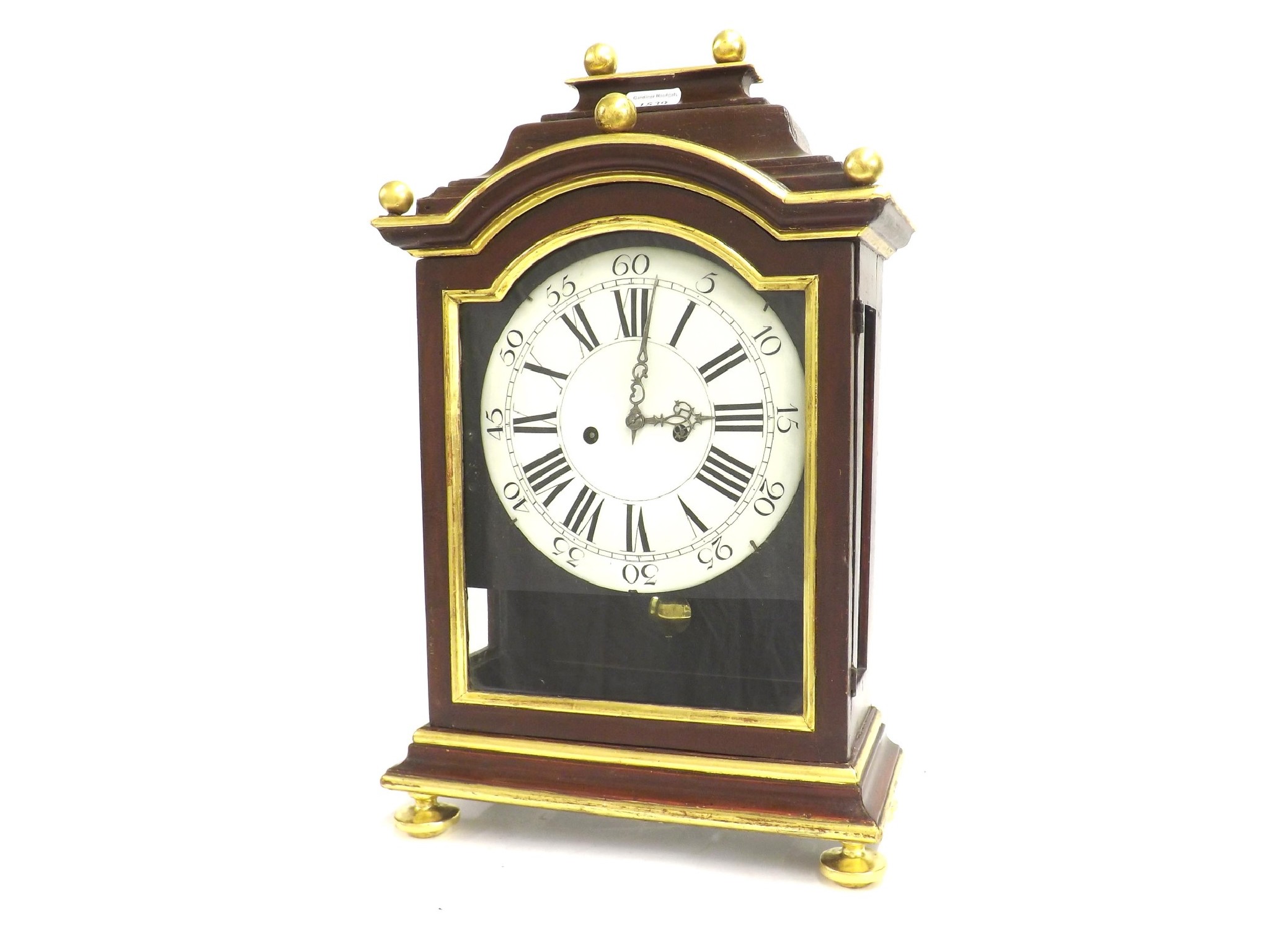 Appraisal: Early French two train verge bracket clock striking on a