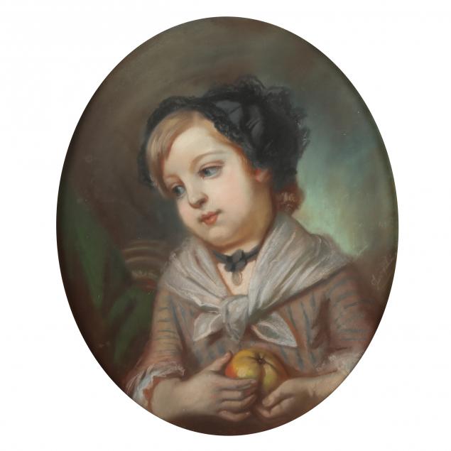 Appraisal: AFTER JEAN-BAPTISTE GREUZE FRENCH - YOUNG GIRL WITH APPLE Pastel