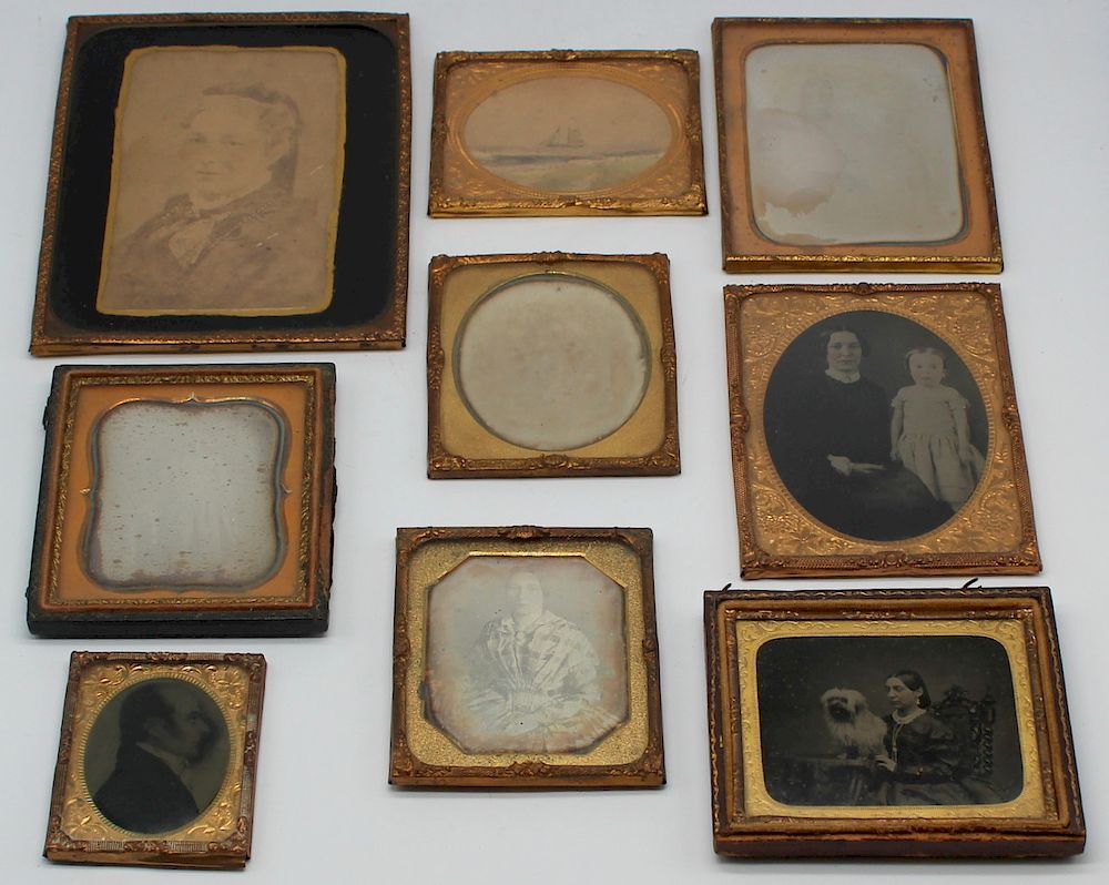 Appraisal: Grouping of Daguerreotypes One with Dog Includes of a young