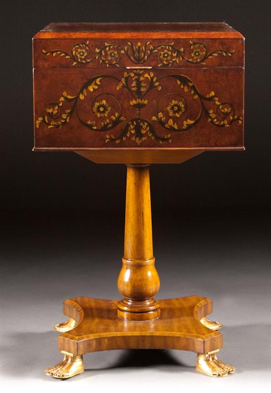 Appraisal: Regency style painted walnut and burl walnut cellarette Maitland-Smith th