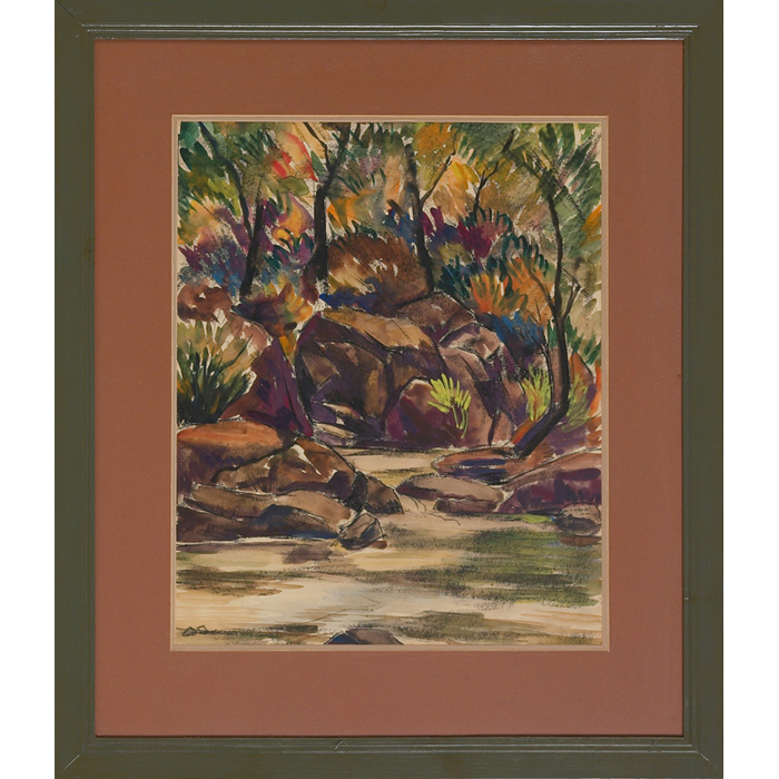 Appraisal: Arthur Helwig American - Wooded Landscape watercolor paper matted framed