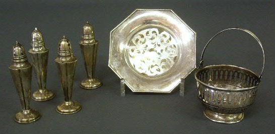 Appraisal: Group of sterling silver table articles- two pairs of salt