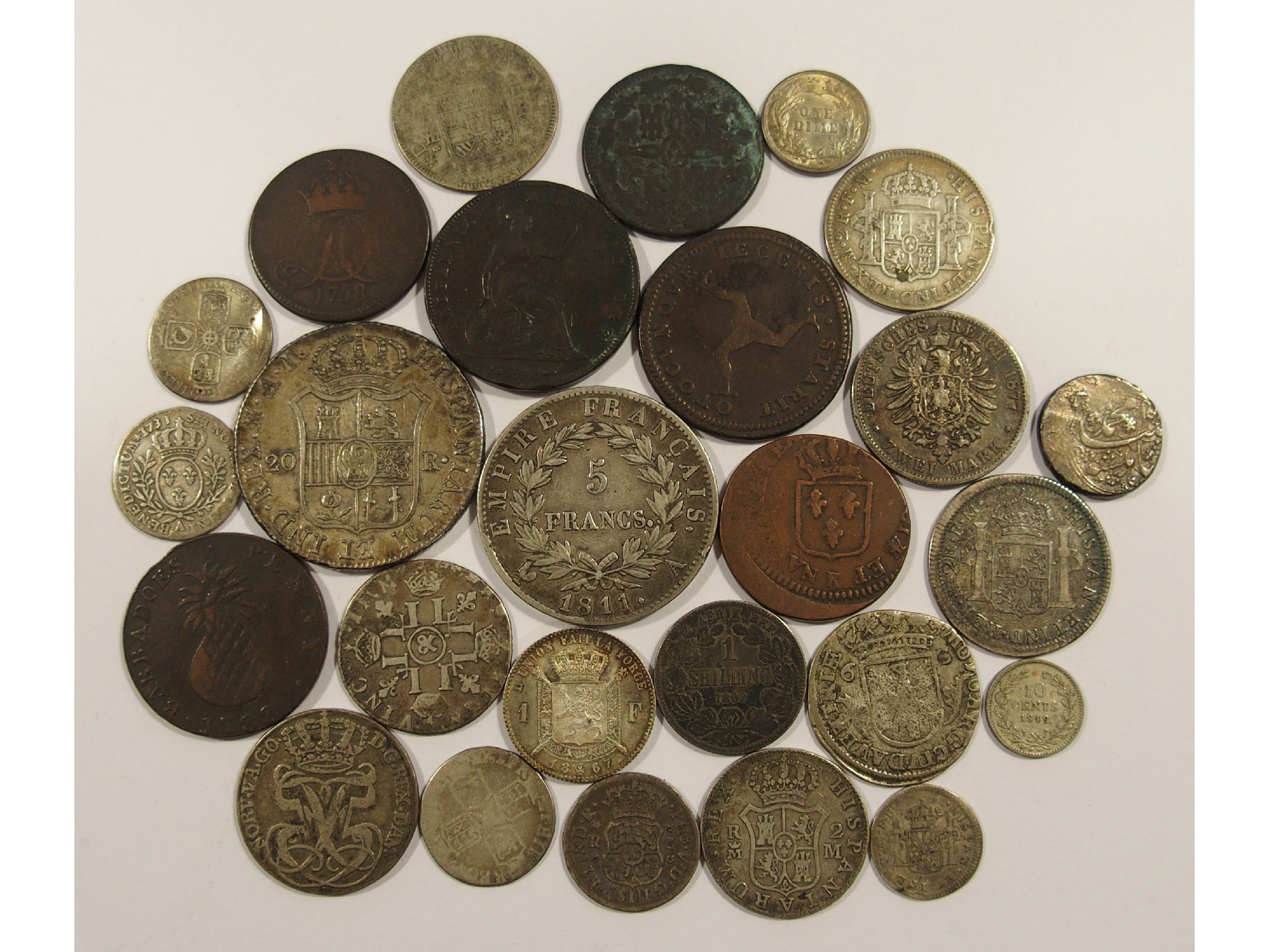 Appraisal: A selection of foreign coinsto include Spain Joseph Napoleon Reales