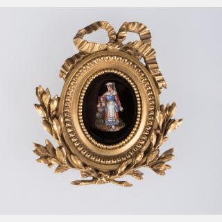 Appraisal: A Diminutive Pietra Dura Plaque with Ormolu Frame th Century