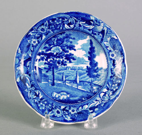 Appraisal: Historical blue Staffordshire toddy plate th c depicting the Mendenhall