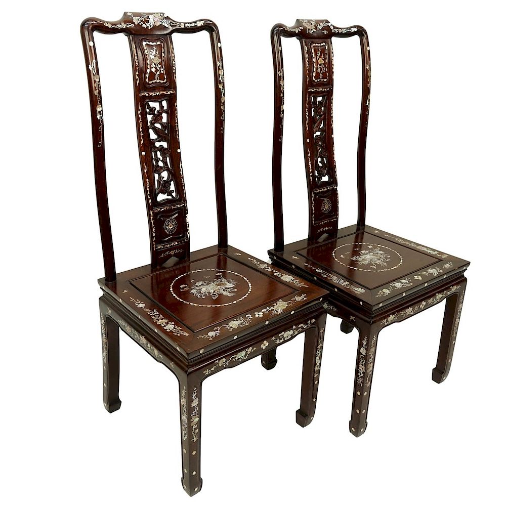 Appraisal: Pair of Chinese Chairs Pair of Chinese Mother of Pearl