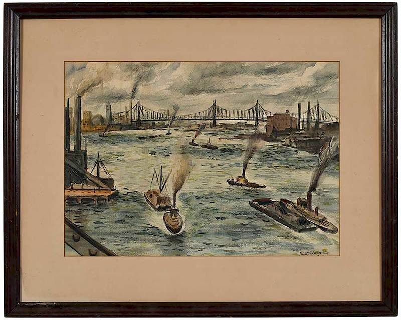 Appraisal: Horace Talmadge Day New York Virginia - Industrial Port Scene