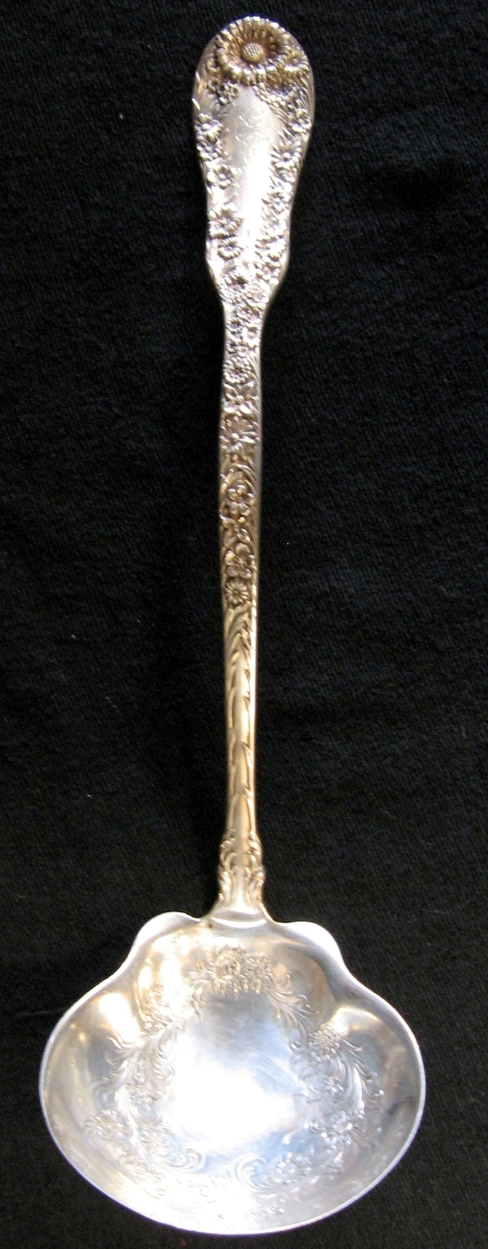 Appraisal: Dominick Haff 'Chrysanthemum' sterling silver soup ladle Monogrammed GCP L