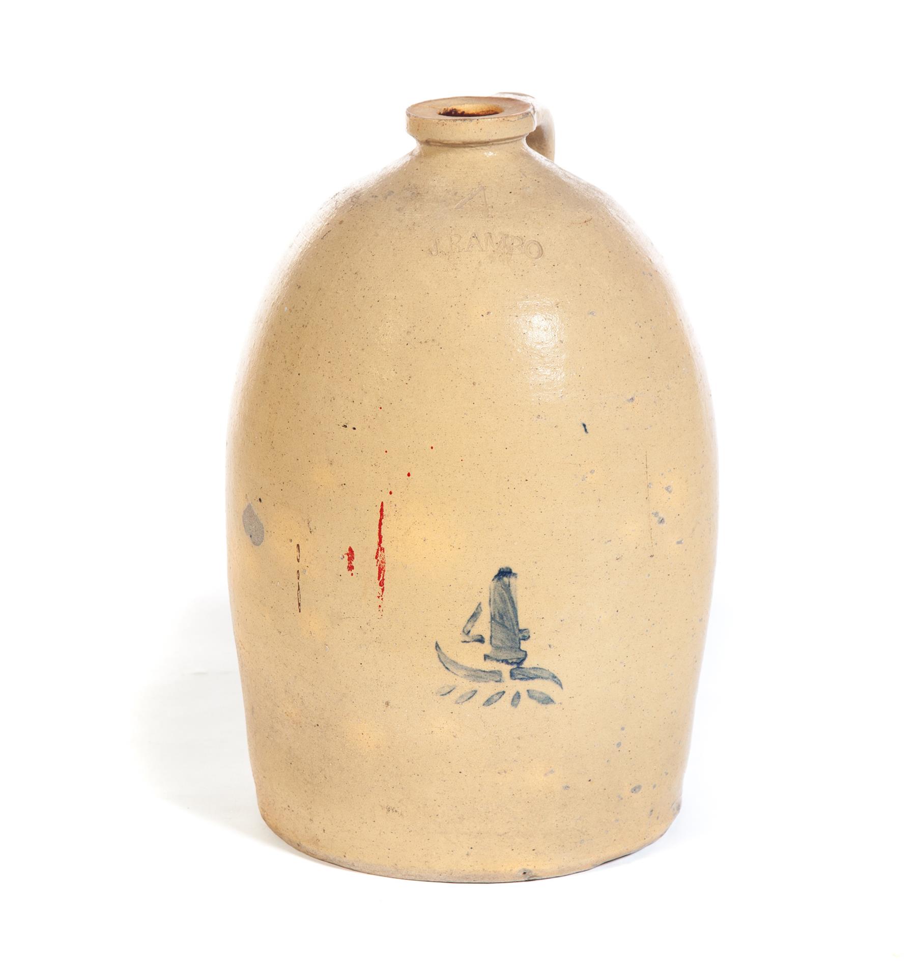 Appraisal: OHIO STONEWARE JUG Four-gallon jug with applied handle Two capacity